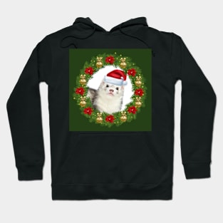 Christmas Ferret in Wreath Hoodie